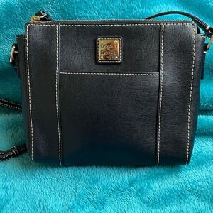 Dooney & Bourke Black Saffiano Leather Crossbody Bag Gold Hardware
